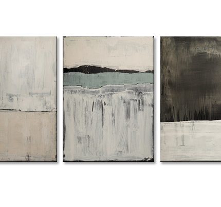 Aarden Horizon, handgeschilderd olieverfschilderij met abstracte kleurvlakken