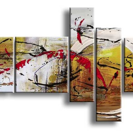 Fantasie in Rood en Bruin, handgeschilderd olieverfschilderij met rode kleurvlakken