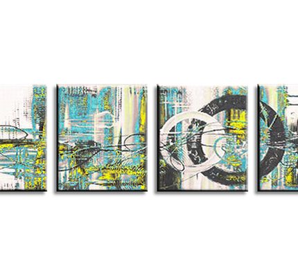 Cirkelspel in Kleur, handgeschilderd olieverfschilderij met cirkels en kleurvlakken