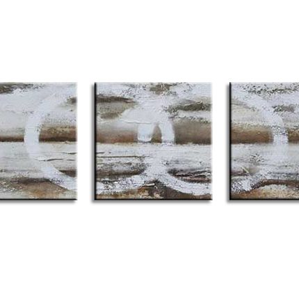 Cirkels in Aardetinten, handgeschilderd olieverfschilderij met abstracte cirkelvormen