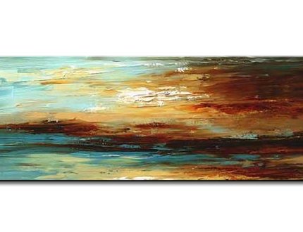 Gloed in de Verte, handgeschilderd olieverfschilderij met wolkenlucht