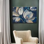 White Tulips on Blue Background - Afbeelding 2