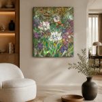 Bloementuin in bloei, Bloemen & Stilleven schilderij aan de muur in interieur