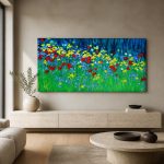 Weelderige Veldbloemen in Bloei, Bloemen & Stilleven schilderij aan de muur in interieur