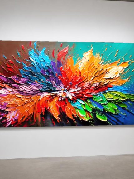 Kleurexplosie in Beweging, Abstract & Modern schilderij aan de muur in interieur