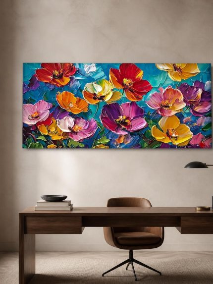Weelderige Klaprozen in Bloei, Bloemen & Stilleven schilderij aan de muur in interieur