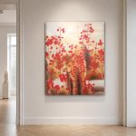 Rode winterbes in gouden veld, Bloemen & Stilleven schilderij aan de muur in interieur