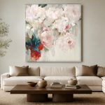 Witte Pioenen in Vol Bloei, Bloemen & Stilleven schilderij aan de muur in interieur