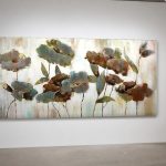 Veldbloemen in Aardse Tinten, Bloemen & Stilleven schilderij aan de muur in interieur