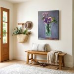 Clematis en Anjers in Glazen Vaas, Bloemen & Stilleven schilderij aan de muur in interieur
