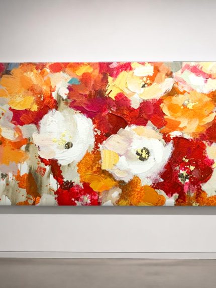 Vurige Bloementuin, Bloemen & Stilleven schilderij aan de muur in interieur