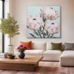 Protea's in bloei, Bloemen & Stilleven schilderij aan de muur in interieur
