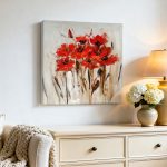 Klaprozen in Rood, Bloemen & Stilleven schilderij aan de muur in interieur