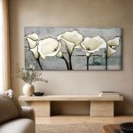 Statige Calla's op een Rij, Bloemen & Stilleven schilderij aan de muur in interieur