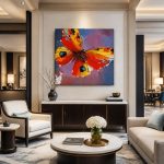 Vlinder in Vuurkleuren, Dieren schilderij aan de muur in interieur