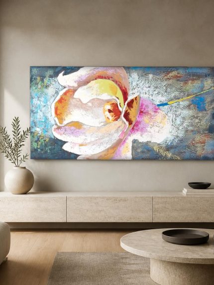 Bloem in close-up, Bloemen & Stilleven schilderij aan de muur in interieur