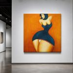 Vrouw in Nachtblauw, Mensen & Portretten schilderij aan de muur in interieur
