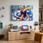 Koi in Kringdans, Dieren schilderij aan de muur in interieur