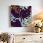 Paarse Vloei, Abstract & Modern schilderij aan de muur in interieur