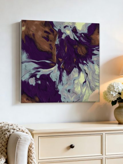 Paarse Vloei, Abstract & Modern schilderij aan de muur in interieur