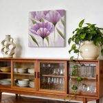 Paarse Klaprozen in Bloei, Bloemen & Stilleven schilderij aan de muur in interieur