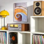 Spiraal van Hout en Beton, Abstract & Modern schilderij aan de muur in interieur