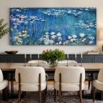 Waterlelies (naar Monet), Bloemen & Stilleven schilderij aan de muur in interieur