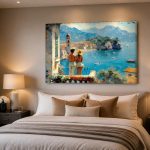 Uitzicht Samen op de Kust, Natuur & Landschap schilderij aan de muur in interieur