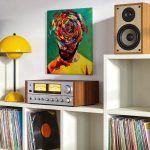 Man in Kleurenwervel, Mensen & Portretten schilderij aan de muur in interieur