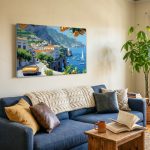 Amalfikust met Zeilboten, Natuur & Landschap schilderij aan de muur in interieur