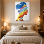 Kleurrijk Profiel, Mensen & Portretten schilderij aan de muur in interieur