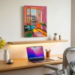 Zonnig Parijs Balkon, Steden & Skylines schilderij aan de muur in interieur