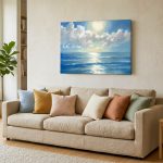 Zonlicht op Zee, Natuur & Landschap schilderij aan de muur in interieur