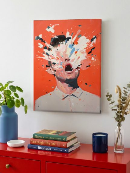 Explosie van Gedachten, Mensen & Portretten schilderij aan de muur in interieur
