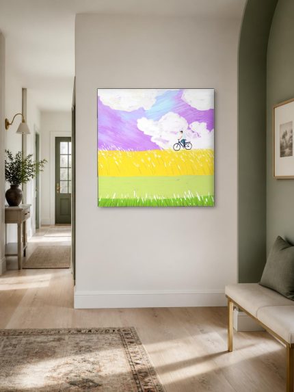 Fietstocht Langs Gouden Velden, Natuur & Landschap schilderij aan de muur in interieur