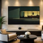 Nachtelijk Café, Steden & Skylines schilderij aan de muur in interieur