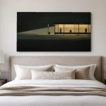 Stille Tramhalte in de Nacht, Steden & Skylines schilderij aan de muur in interieur