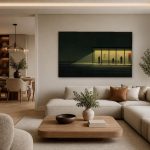 Stille Halte in de Nacht, Steden & Skylines schilderij aan de muur in interieur