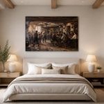 Samenzijn in de Herberg, Mensen & Portretten schilderij aan de muur in interieur