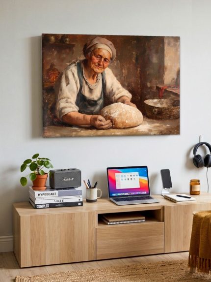 De Broodbakster, Mensen & Portretten schilderij aan de muur in interieur