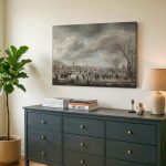 Schaatsers op het IJs (naar Van der Neer), Natuur & Landschap schilderij aan de muur in interieur