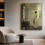 Vrouw bij het Venster (naar Holsøe), Mensen & Portretten schilderij aan de muur in interieur