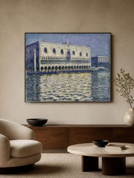 Dogepaleis (naar Monet), Steden & Skylines schilderij aan de muur in interieur