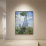 Vrouw met parasol (naar Monet), Mensen & Portretten schilderij aan de muur in interieur