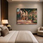 Rozentuin bij het Dorpshuis, Bloemen & Stilleven schilderij aan de muur in interieur