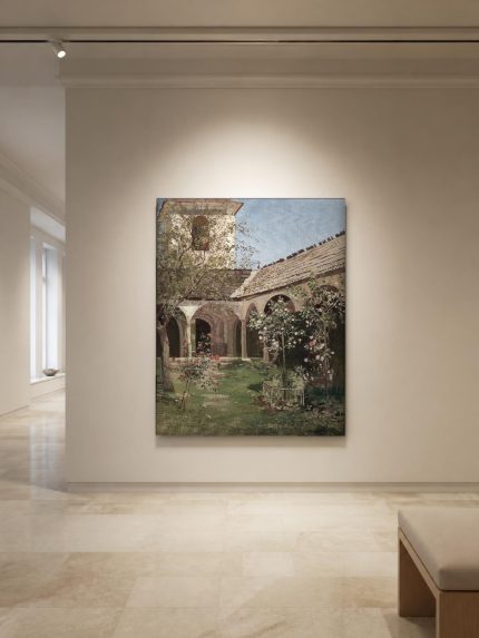 Kloostertuin met Rozen, Bloemen & Stilleven schilderij aan de muur in interieur