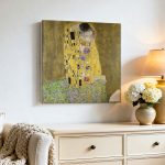 De Kus (naar Klimt), Mensen & Portretten schilderij aan de muur in interieur