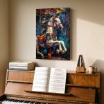 Kleurrijk Carrouselpaard, Dieren schilderij aan de muur in interieur