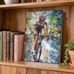 Wielrenner in Volle Vaart, Mensen & Portretten schilderij aan de muur in interieur