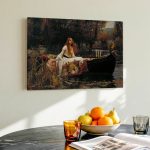 De Dame van Shalott (naar Waterhouse), Mensen & Portretten schilderij aan de muur in interieur